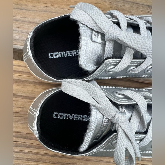 Converse Silver Metallic All-Star Sneakers SZ 2! NEW! - Picture 7 of 16